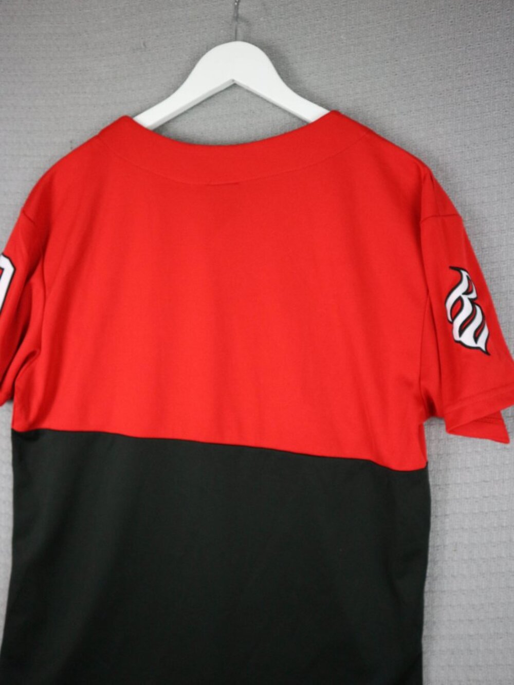 Rocawear Baseball Jersey Button Up Logo Mens Y2K Streetwear M Medium Red Black - Picture 6 of 6